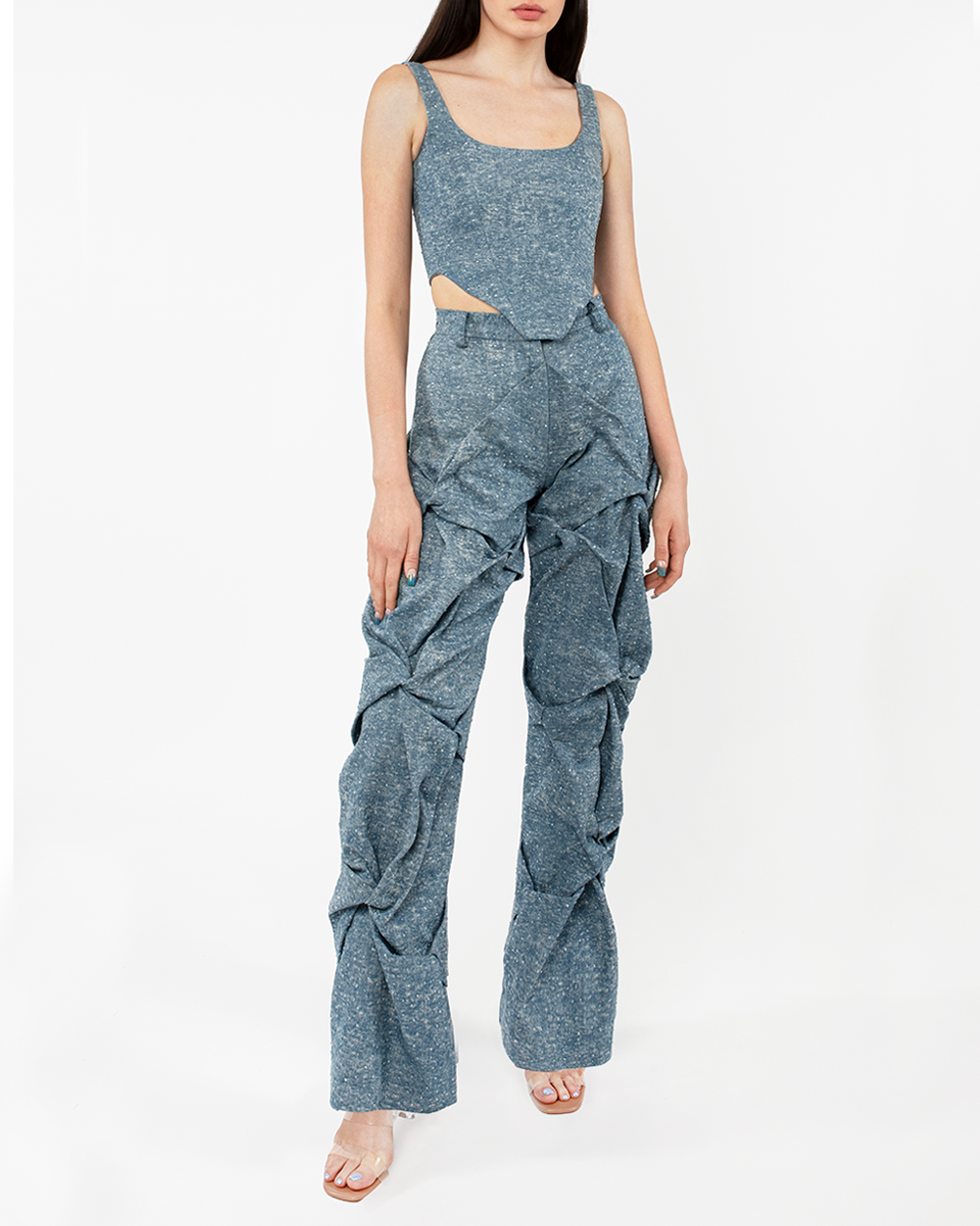 Astrid Rhinestone Draped Trousers