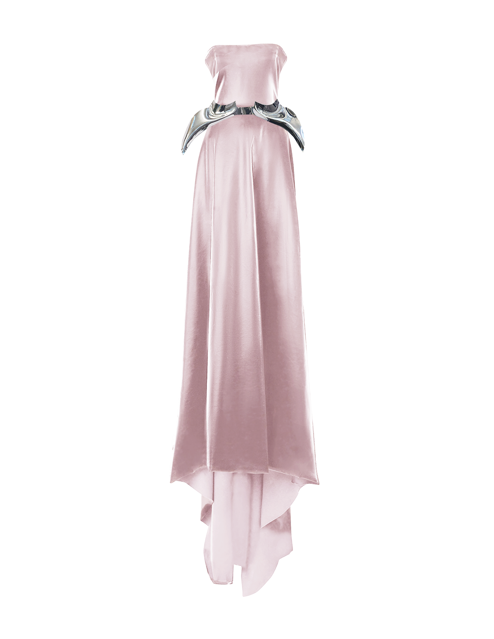Pink Italian Satin Strapless Gown with Train