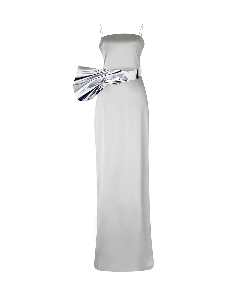 Silver Fitted Column Gown