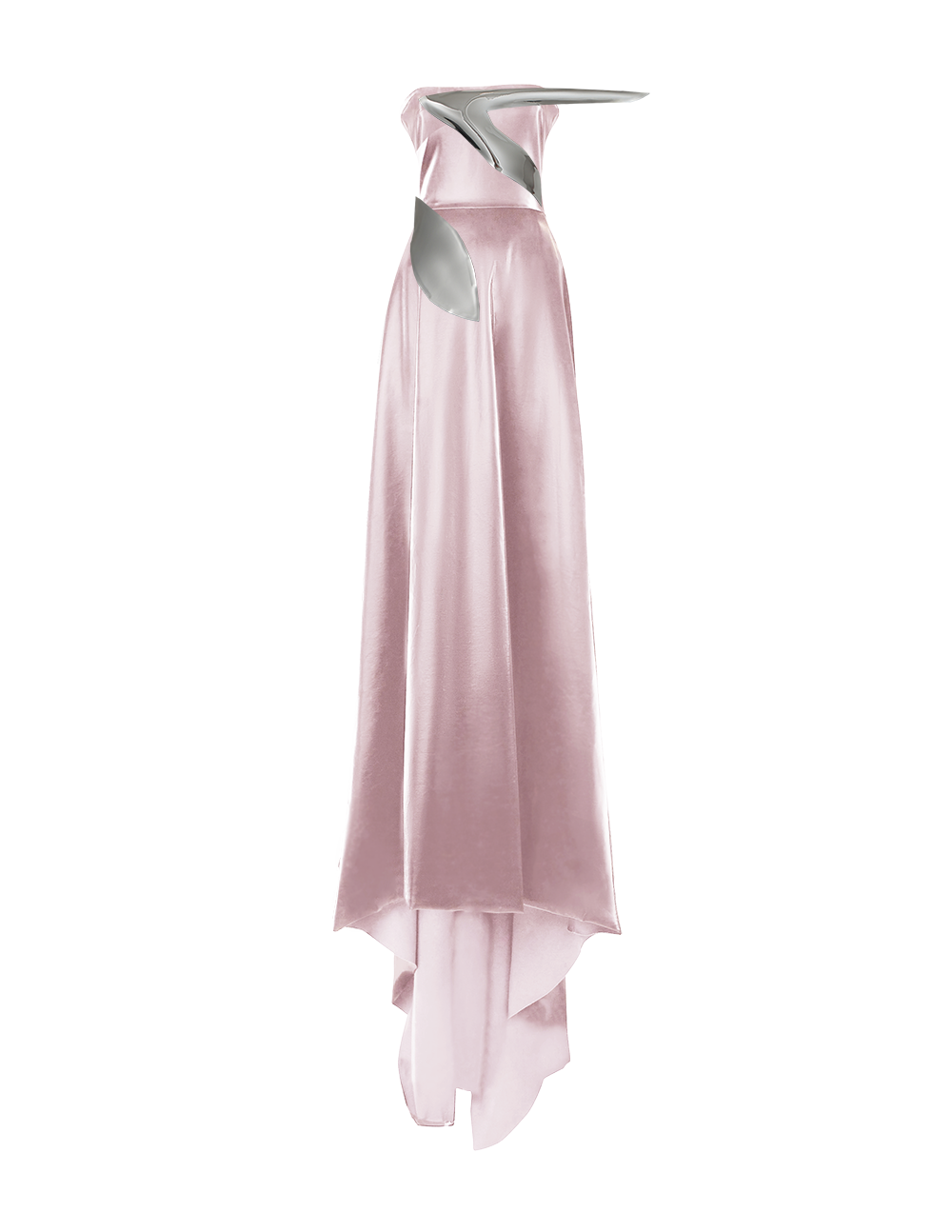 Pink Italian Satin Strapless Gown with Train