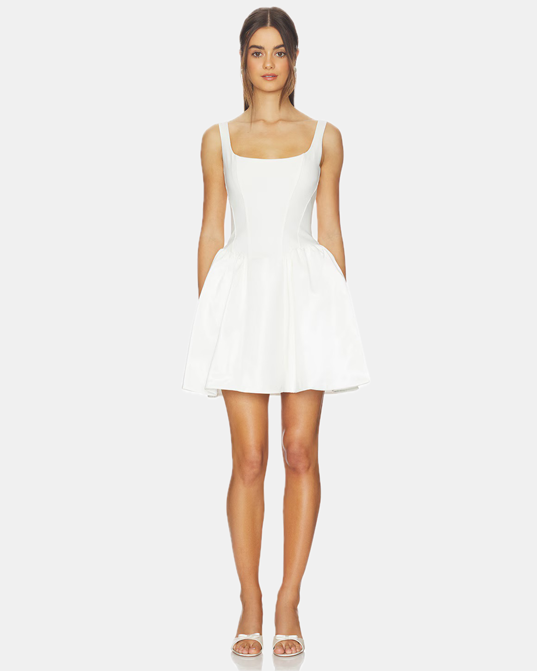 mini taylor dresses Kate Barton Dress in White DRESS OPTIONS:Dress + Over Skirt Dress has some stretch How to Accessorize Elegant Resort Edit