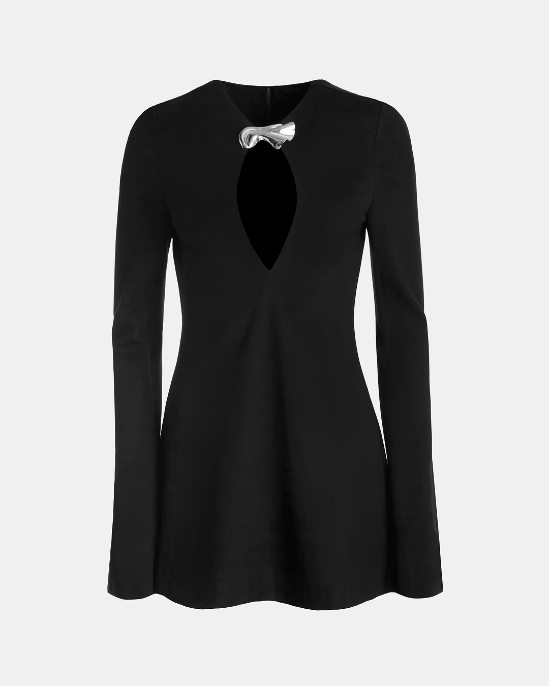 Long Sleeve Keyhole Mini Dress with Brooch 4