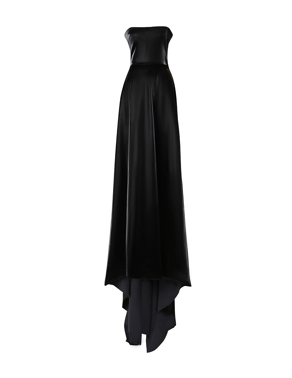 Black Patent Strapless Gown with Train