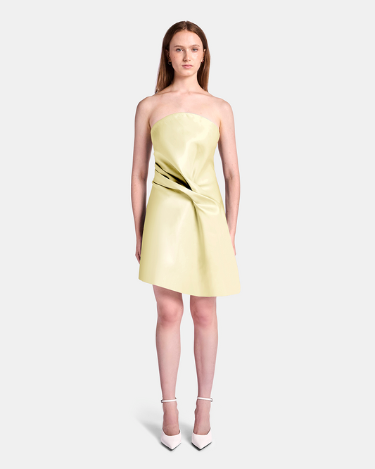 Kate Liquid Draped Mini Dress Butter Yellow