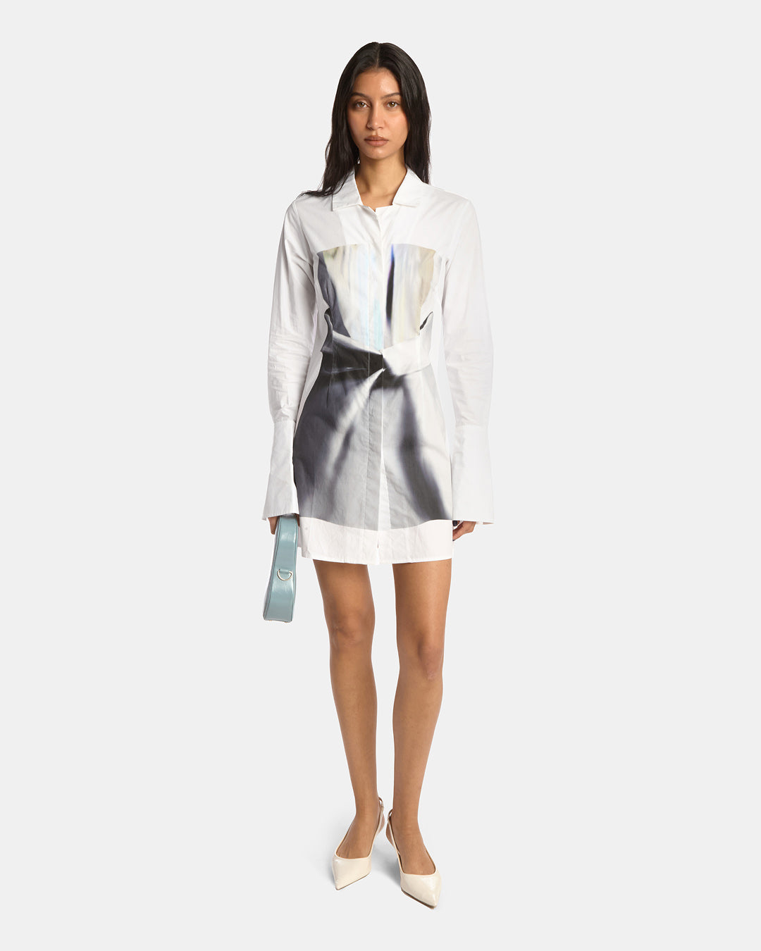 Illusion Print Button Down Dress