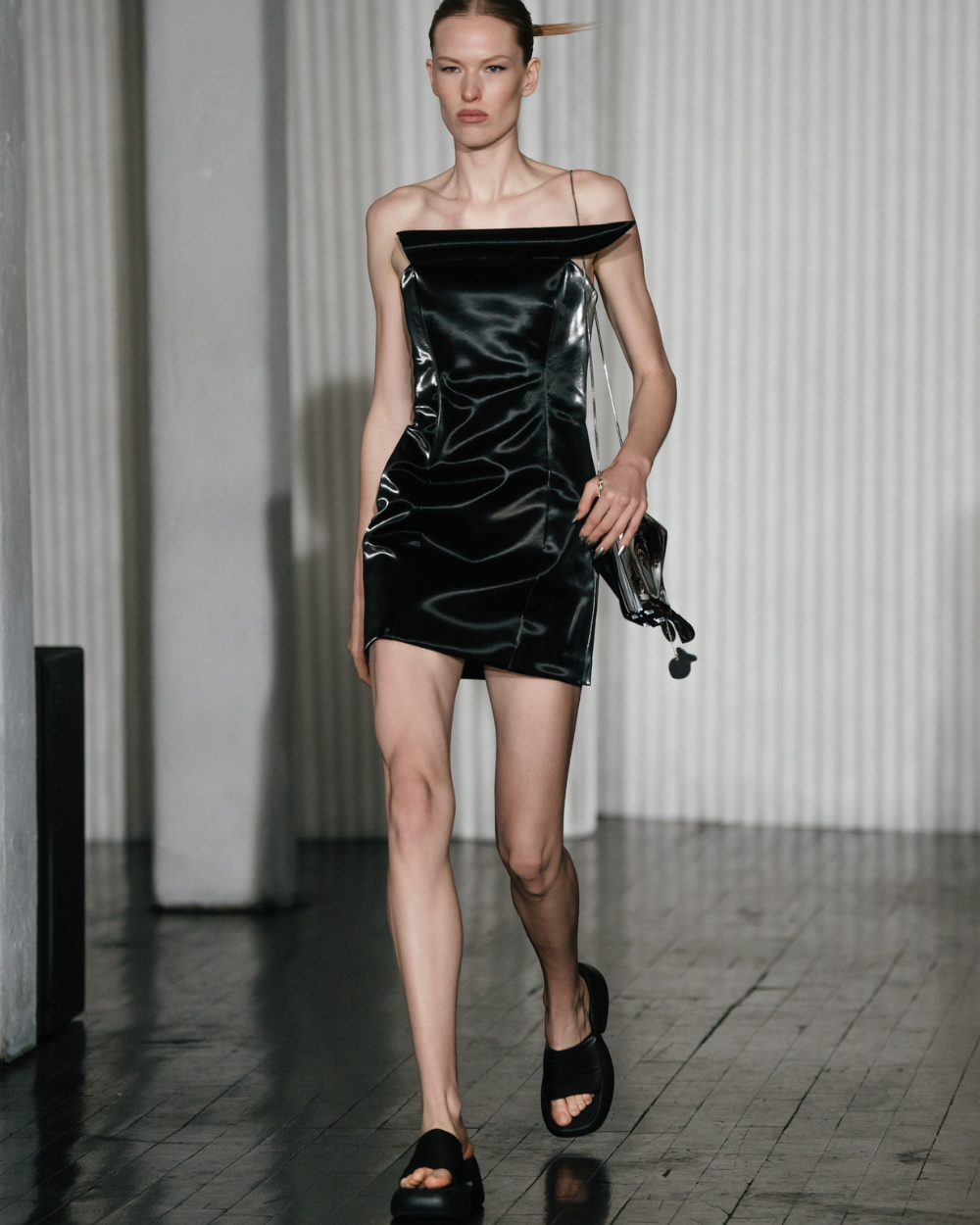 Molded Vinyl Mini Dress