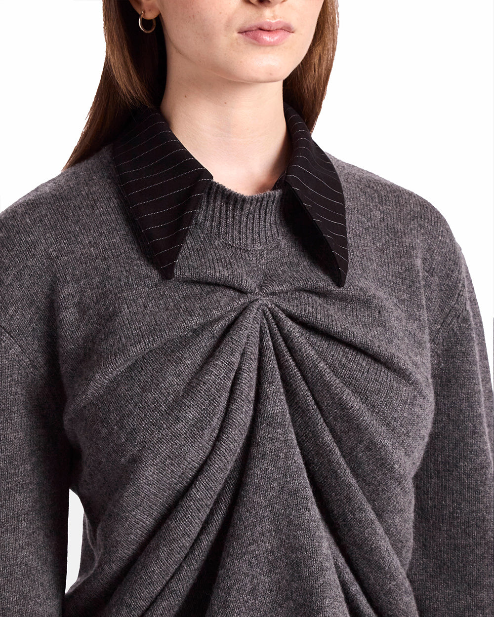 Pinched Crewneck Sweater w Collar