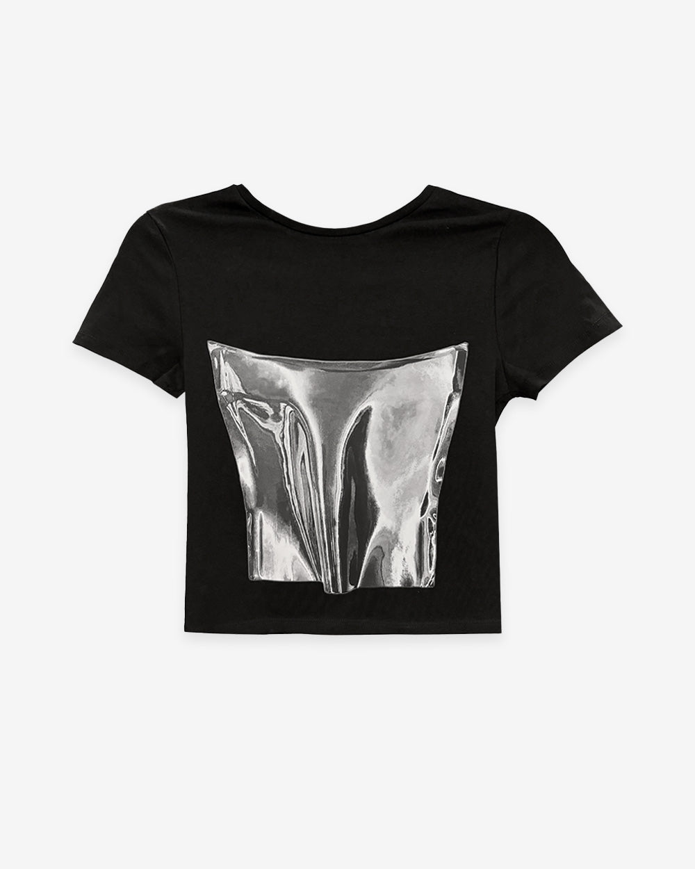 Printed Corset Baby Tee in Chrome