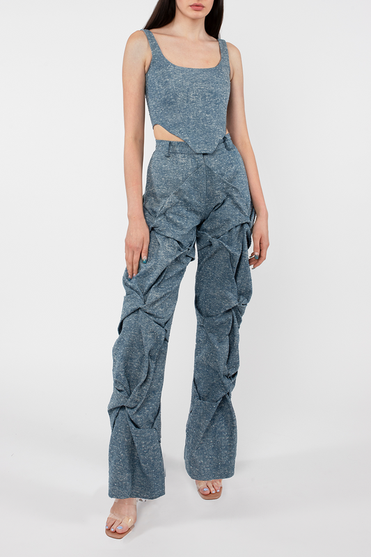 Rhinestone Denim Corset