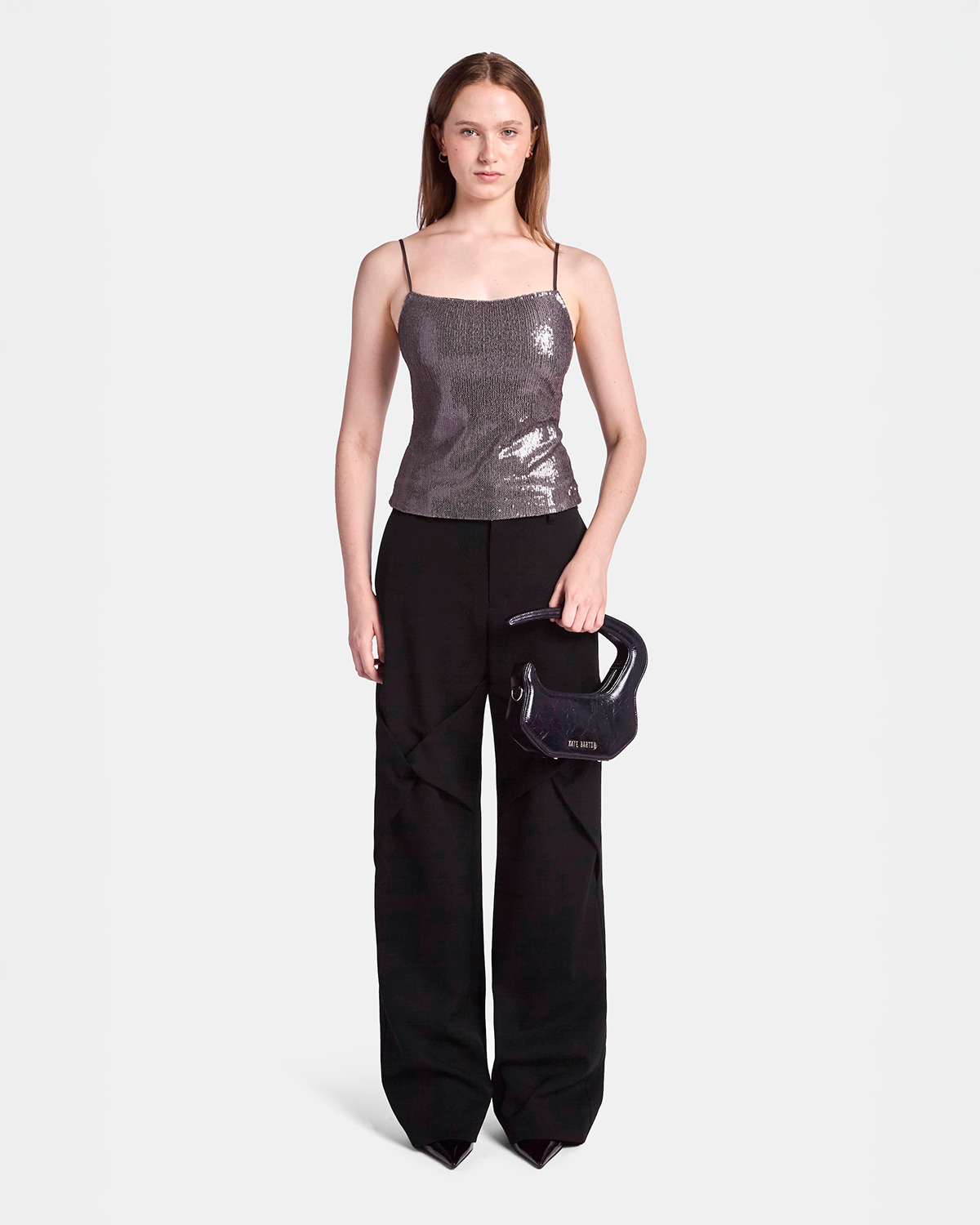 Draped Knee Wool Trouser