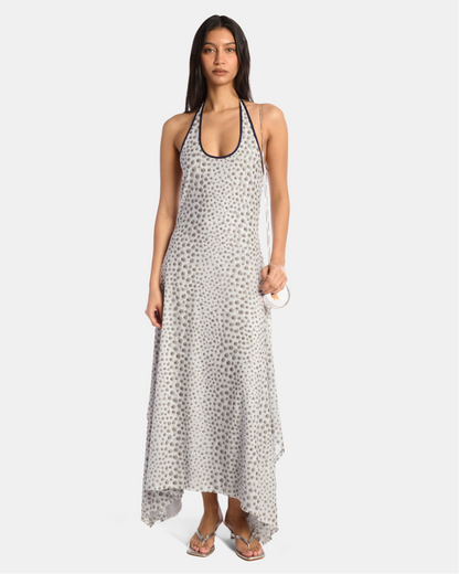 Chrome Polka Dot Mesh Handkerchief Dress