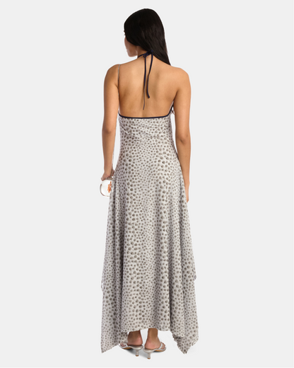 Chrome Polka Dot Mesh Handkerchief Dress