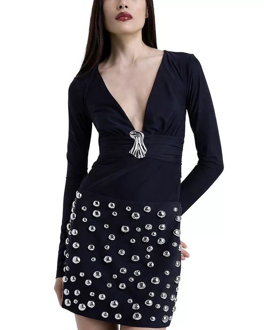 Chrome Embellished Mini Skirt