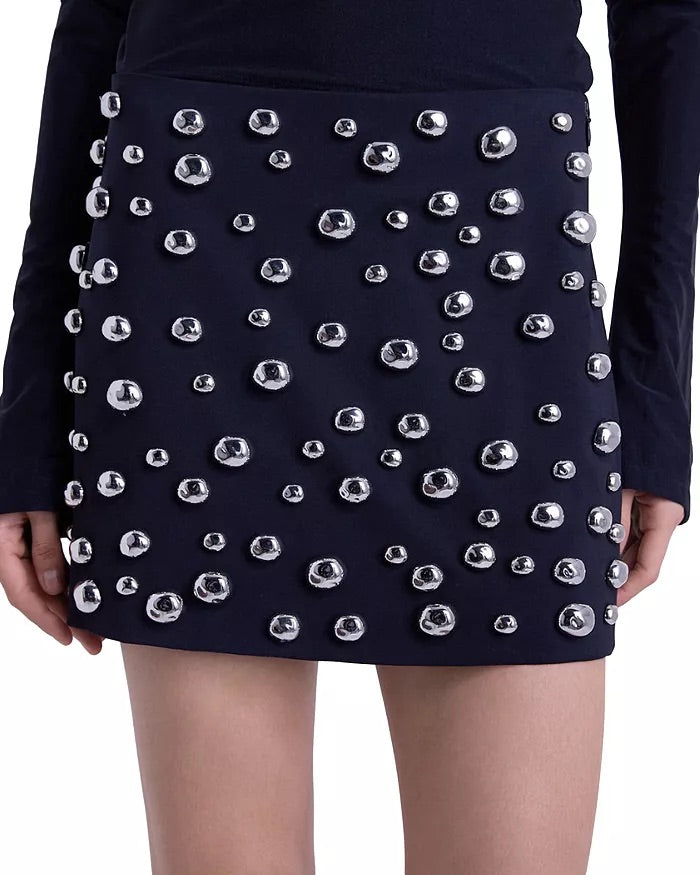 Chrome Embellished Mini Skirt