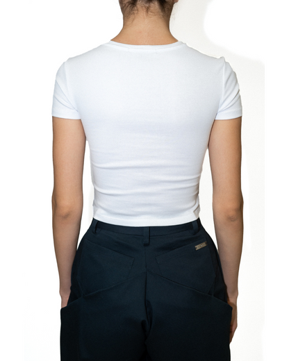 Printed Corset Baby Tee in Icy Blue