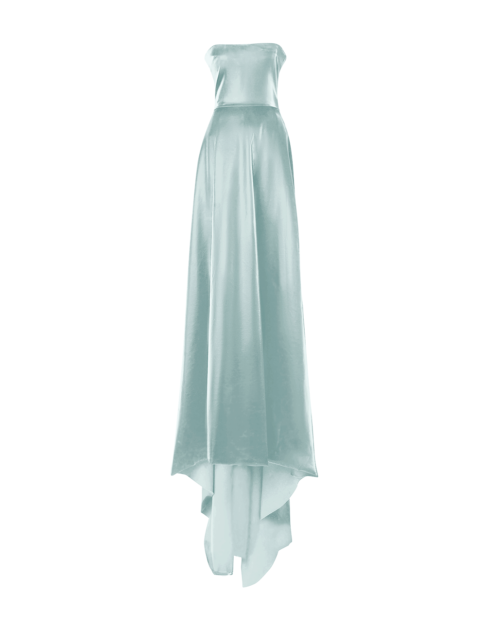 Mint Italian Satin Strapless Gown with Train