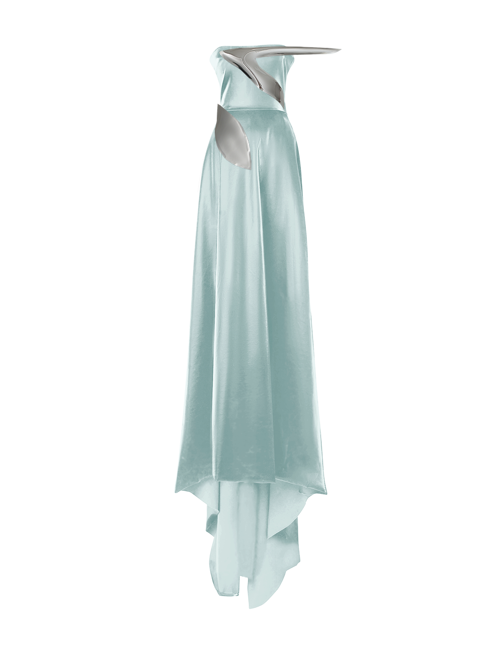 Mint Italian Satin Strapless Gown with Train