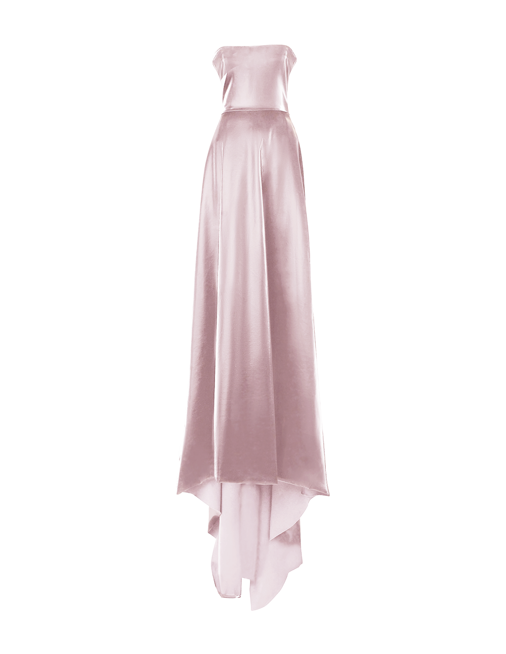 Pink Italian Satin Strapless Gown with Train