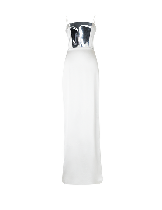 White Fitted Column Gown