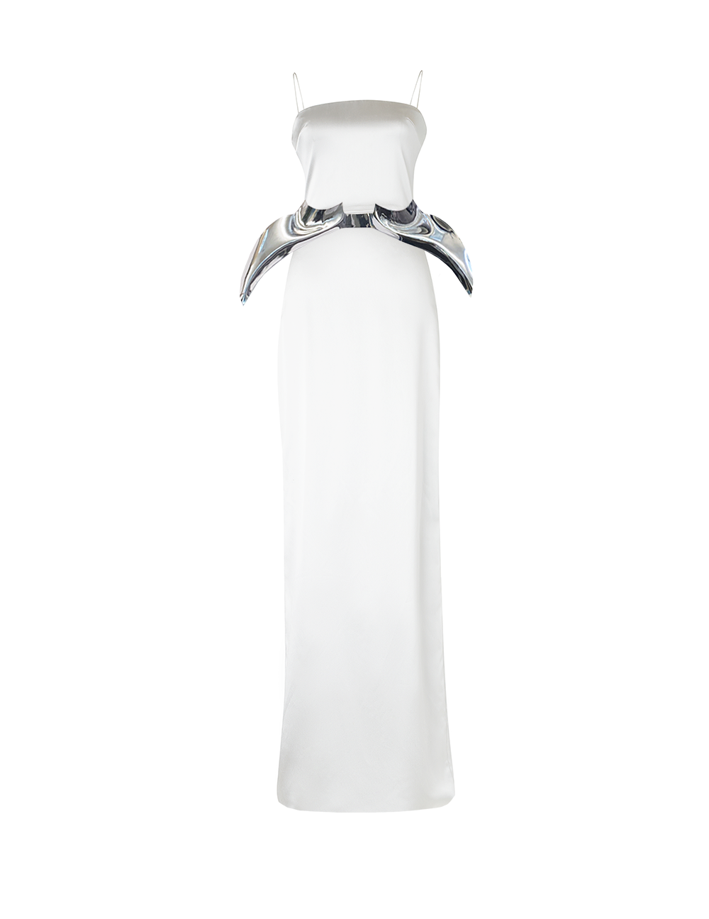 White Fitted Column Gown