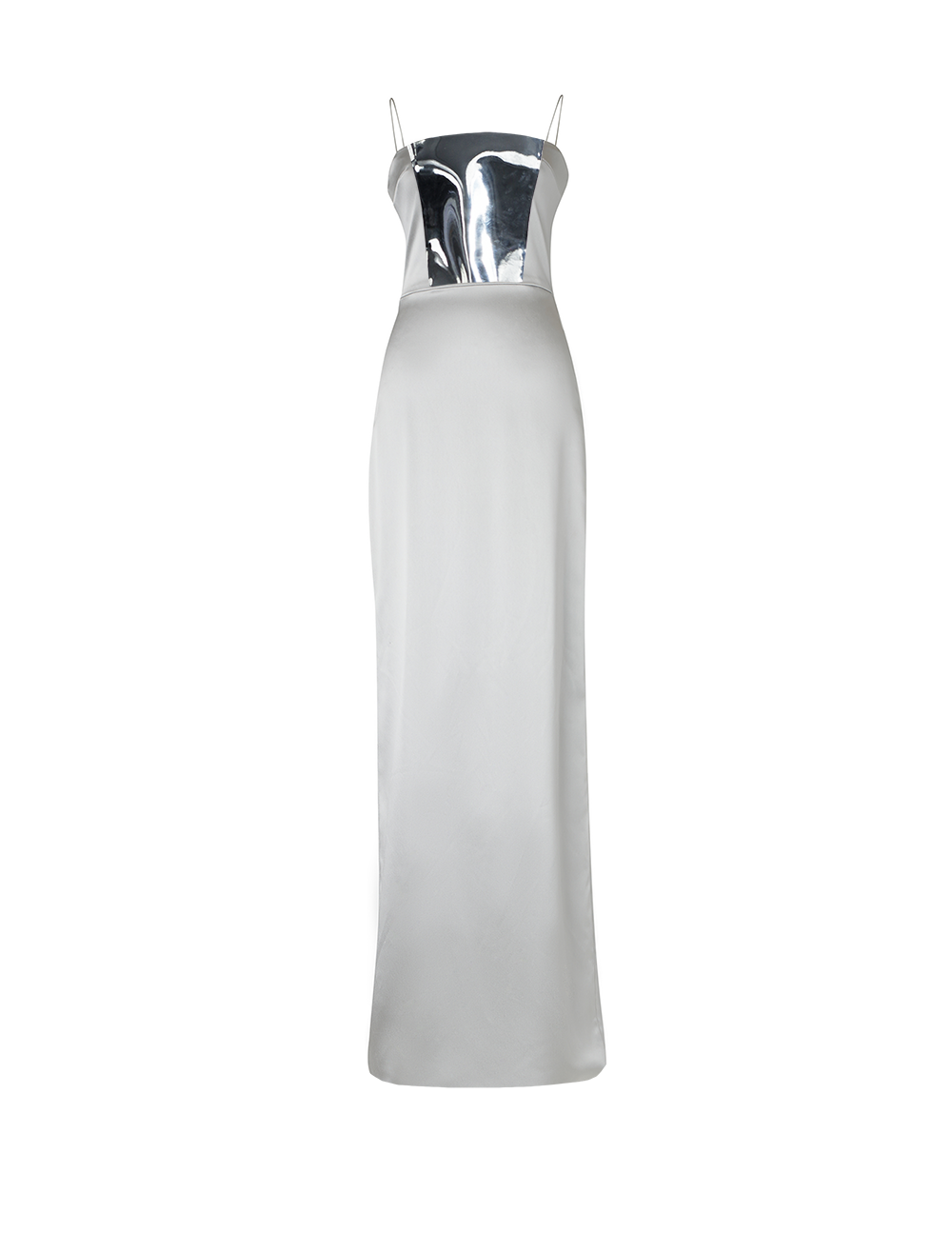 Silver Fitted Column Gown