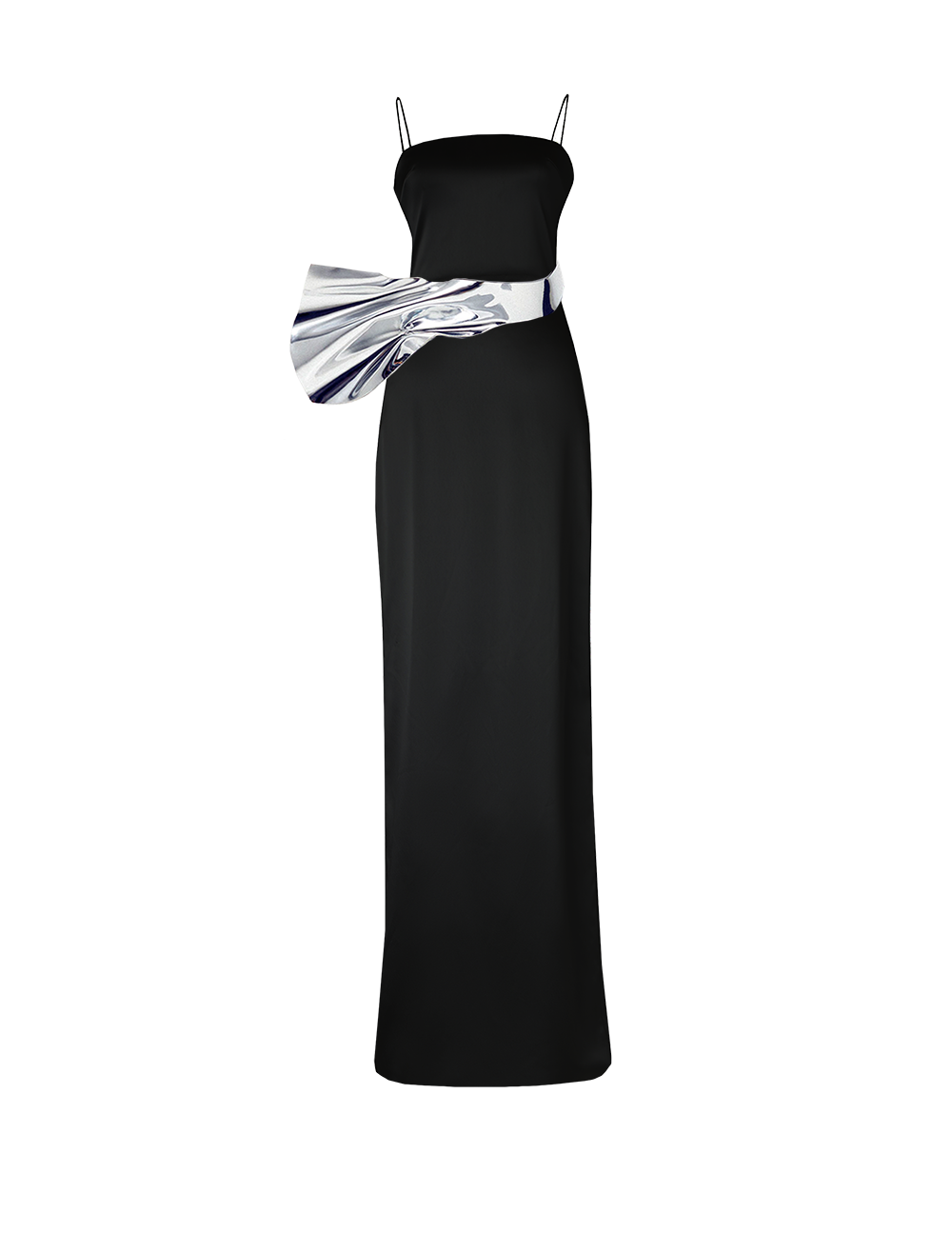 Black Fitted Column Gown