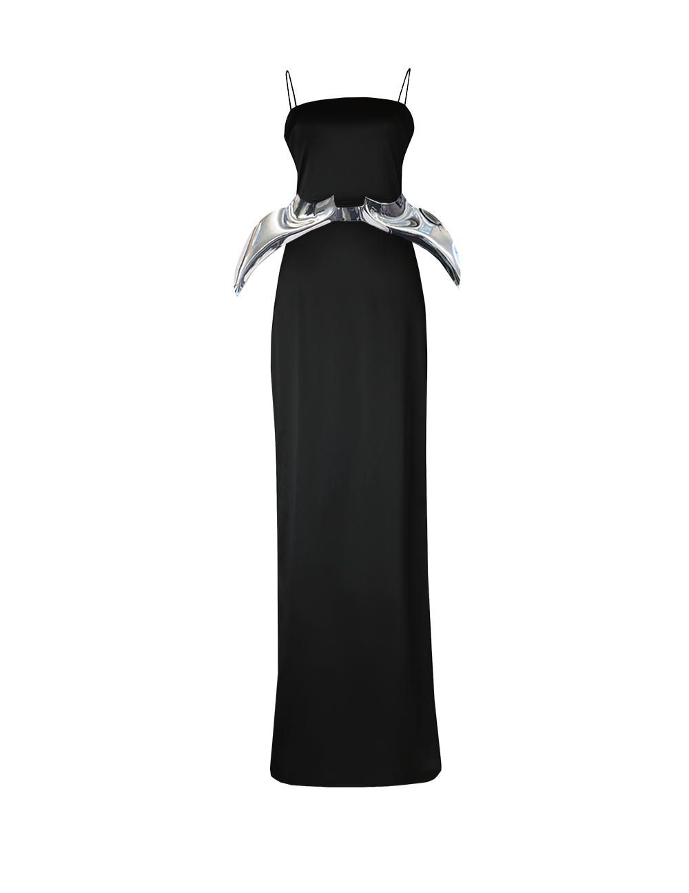 Black Fitted Column Gown