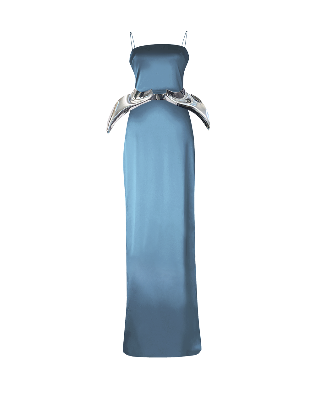 Russian Blue Fitted Column Gown