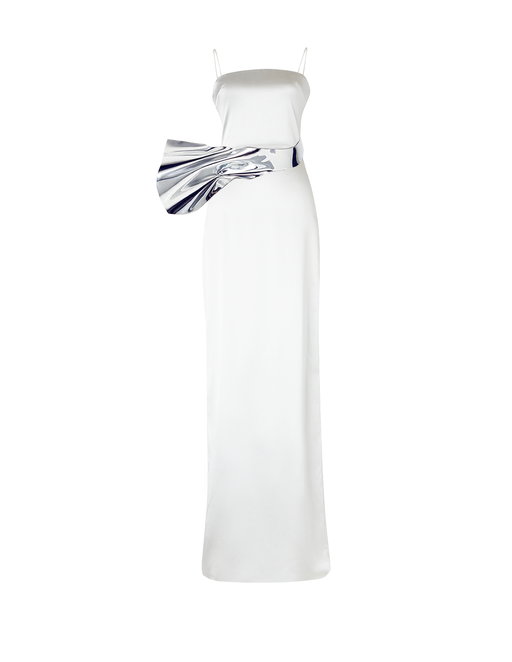 White Fitted Column Gown