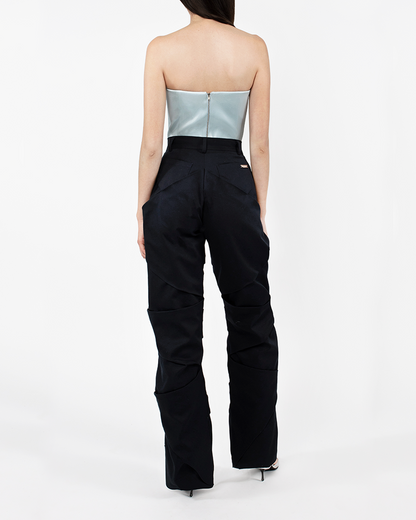 Astrid Navy Draped Trousers