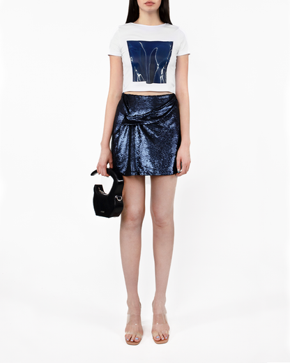 Printed Corset Baby Tee in Blue