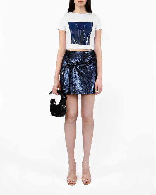 Printed Corset Baby Tee in Blue