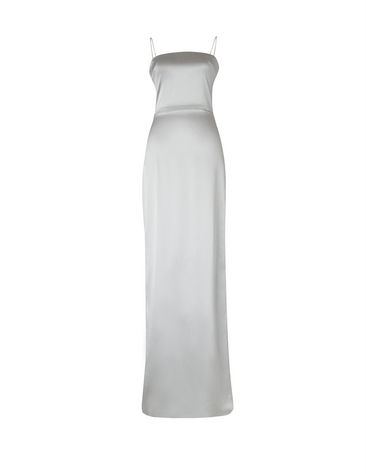 Silver Fitted Column Gown