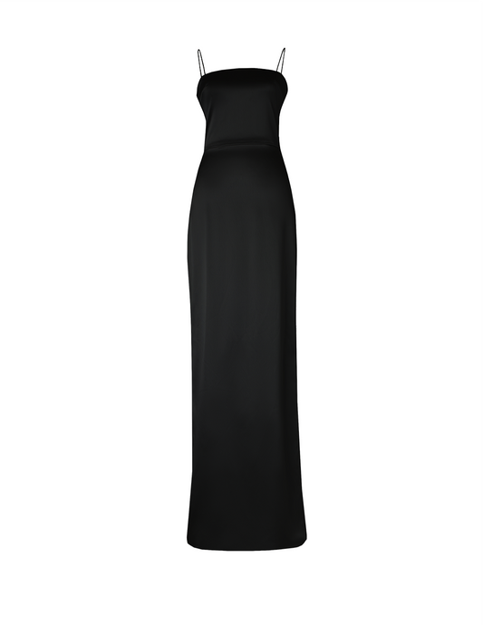 Black Fitted Column Gown