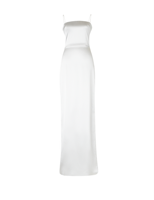 White Fitted Column Gown