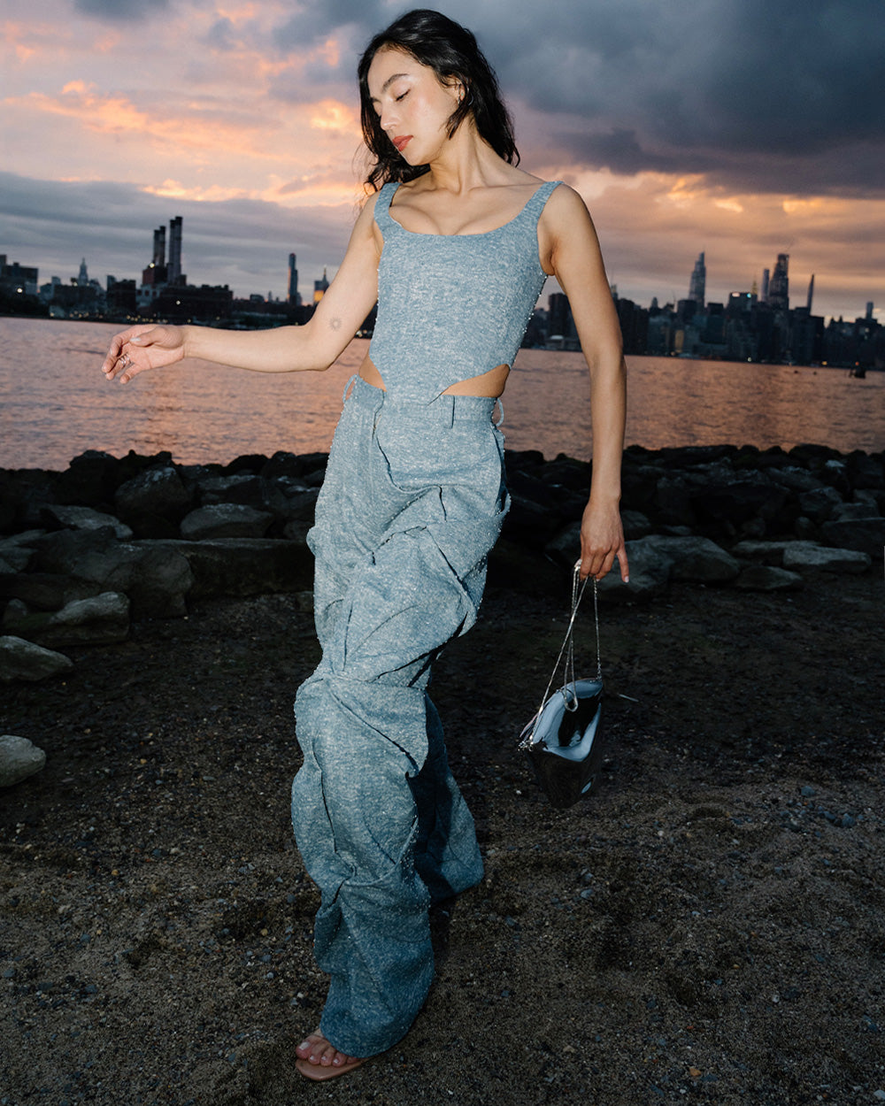 Astrid Rhinestone Draped Trousers