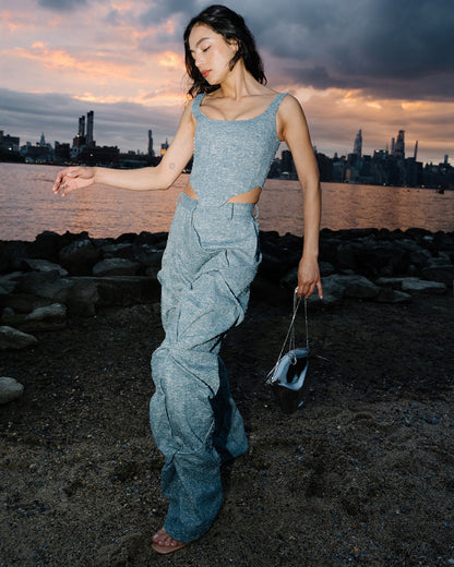 Astrid Rhinestone Draped Trousers
