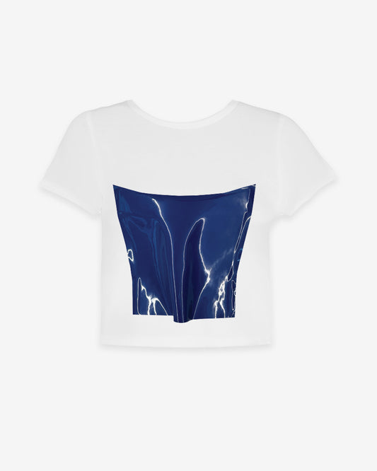 Printed Corset Baby Tee in Blue