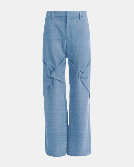 Draped Knee Trouser in Denim (SAMPLE)