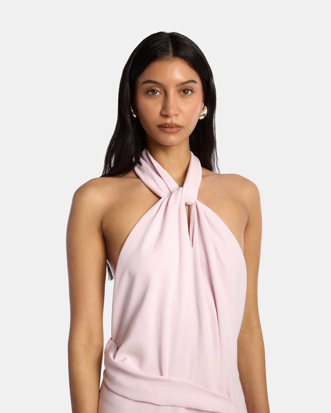 Crepe Kate Draped Halter Dress