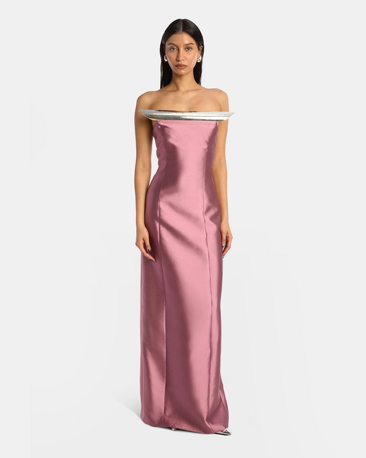 Two Toned Sculpted Column Gown