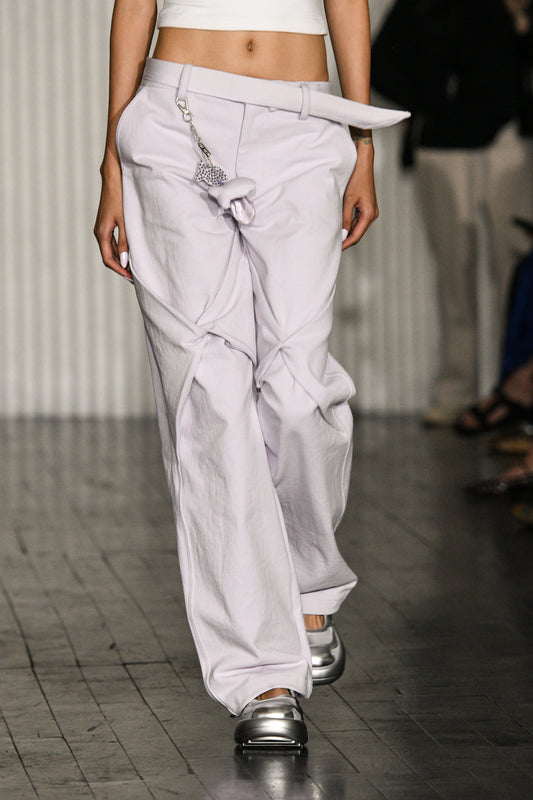 Draped Knee Trouser in Denim (SAMPLE)