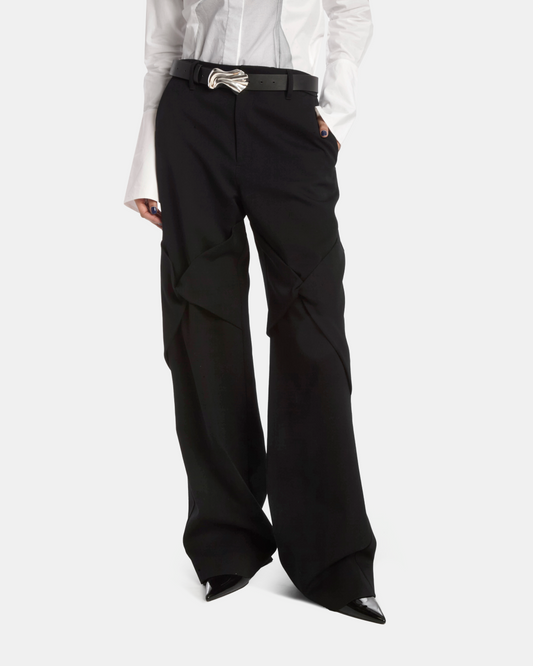 Chrome Embellished Leather Belt