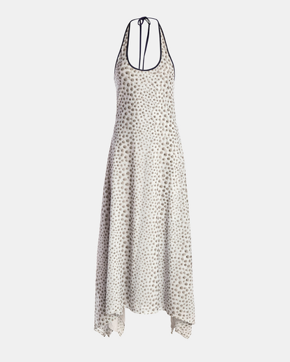 Chrome Polka Dot Mesh Handkerchief Dress