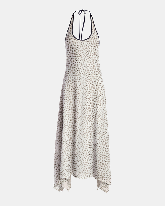 Chrome Polka Dot Mesh Handkerchief Dress