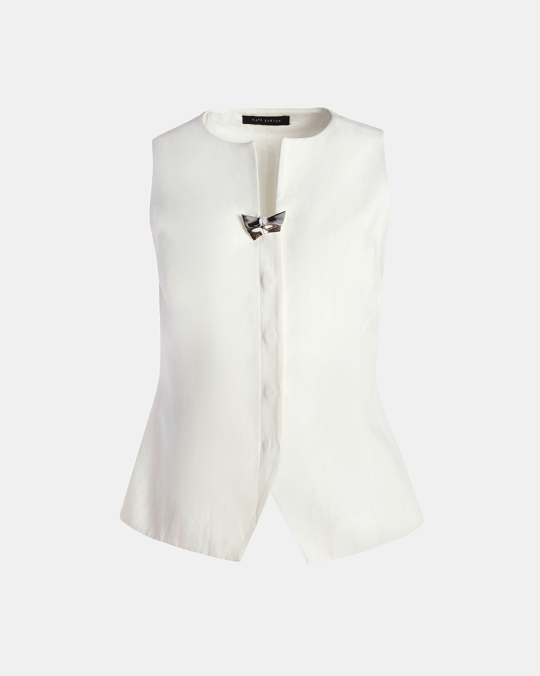 Linen Vest With Brooch