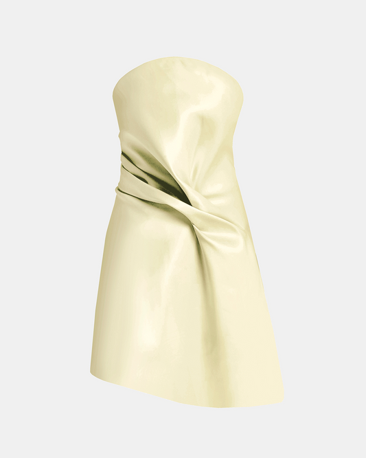 Kate Liquid Draped Mini Dress Butter Yellow