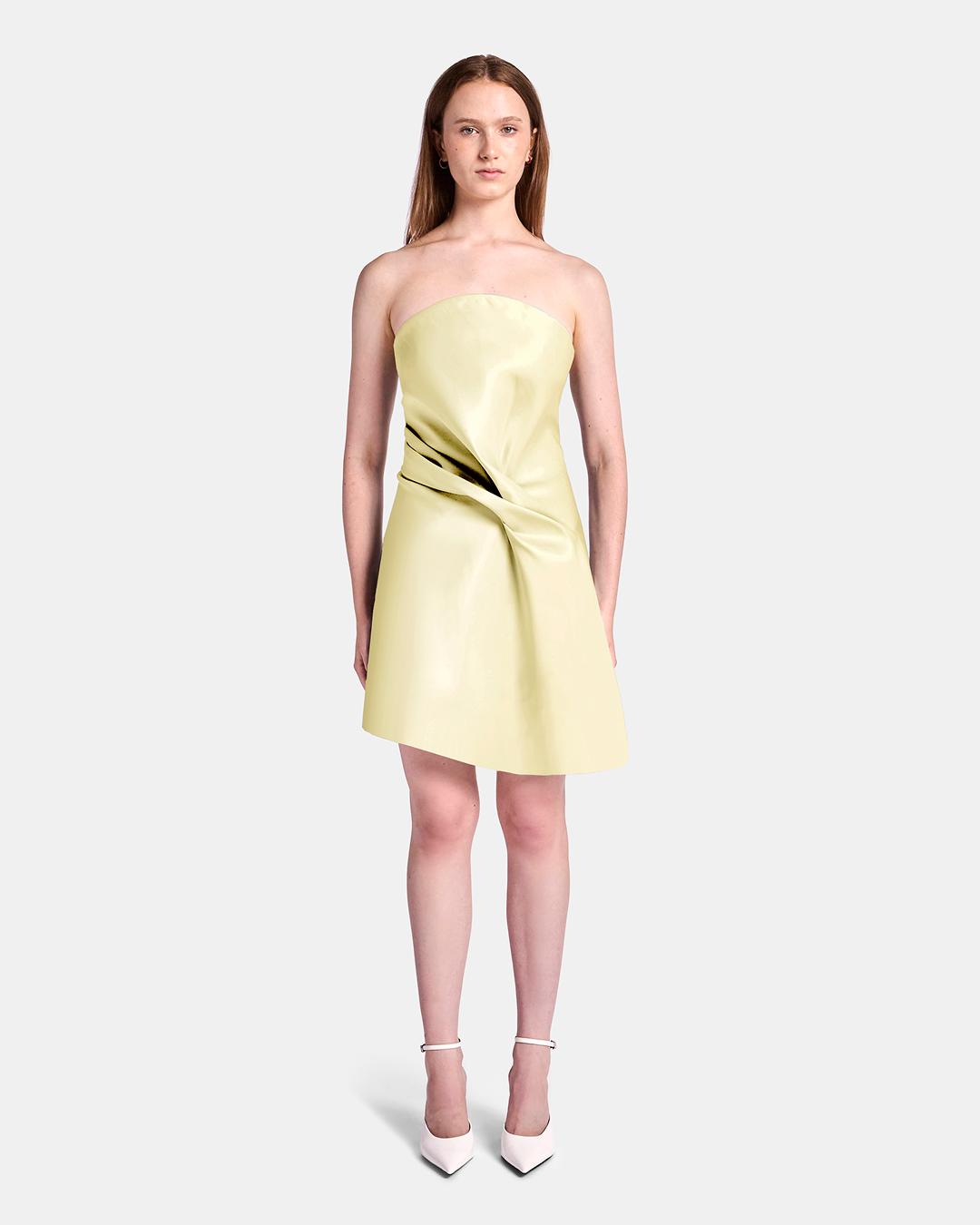 Kate Liquid Draped Mini Dress Butter Yellow