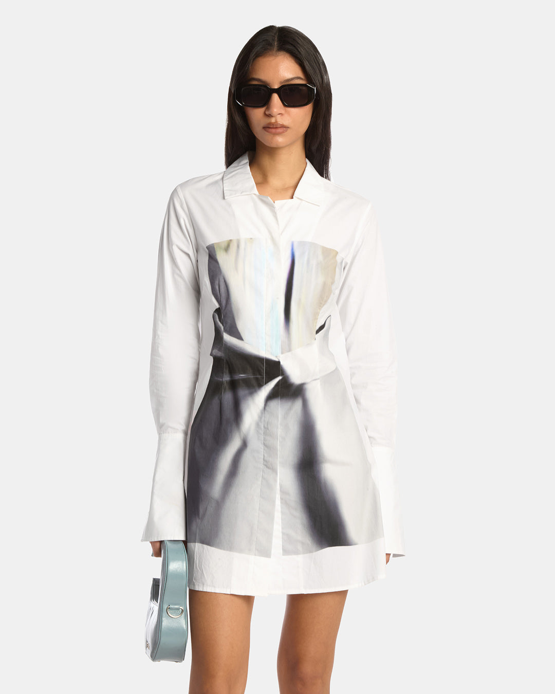 Illusion Print Button Down Dress