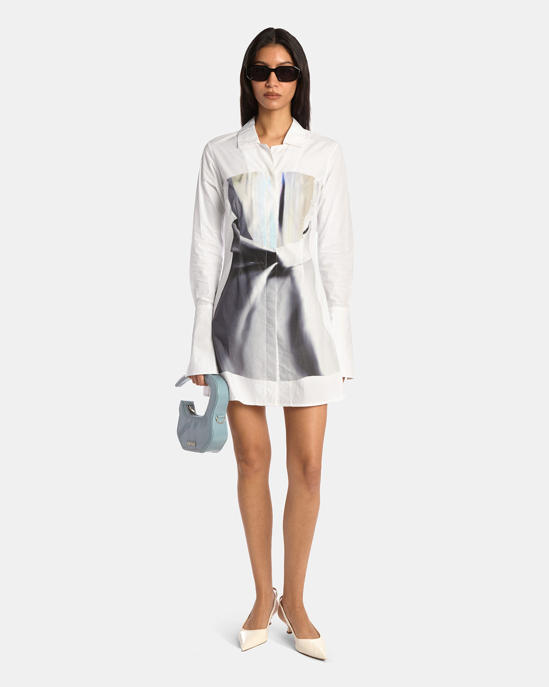 Illusion Print Button Down Dress